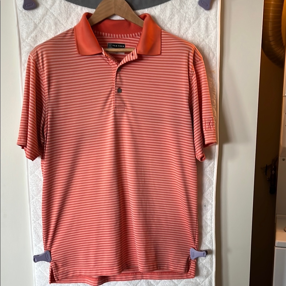 PGA Tour Airlux Men's Polo Golf Shirt - Orange Stripes